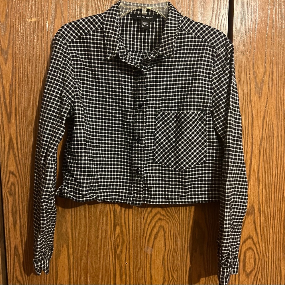 ✨3/$20✨American Apparels Plaid Cropped Button Down Shirt